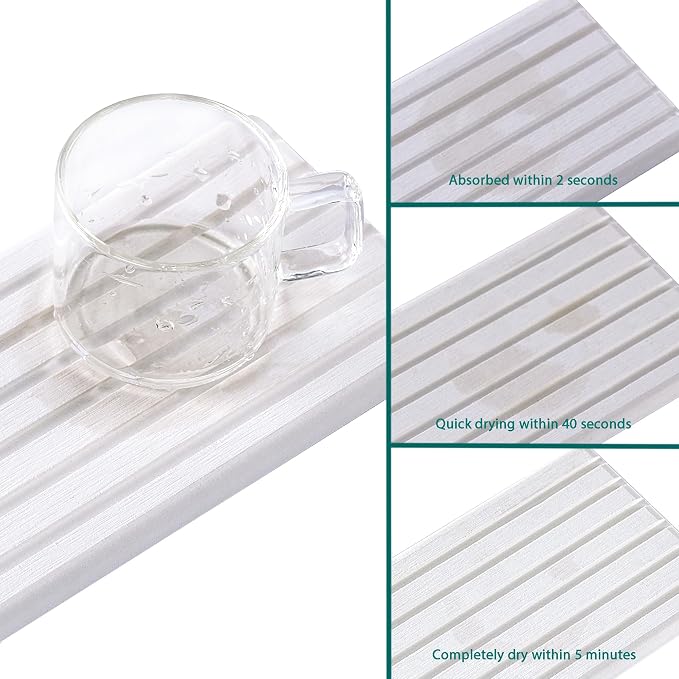 NiuYichee 2 PCS Water Absorbent diatomite Coasters, 12.2" x 5.5" Water - Image 4