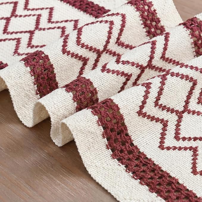 Artoid Mode Red Stripe Diamond Woven Table Runner 12x90 Inch | Holiday - Image 6