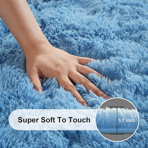 3x5 Rugs for Bedroom, Small Fuzzy Shag Soft Non-Slip Carpet for Kids Girls and - Image 2