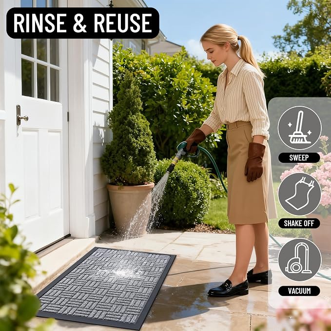 OLANLY Front Door Mat Outside Entrance 47x17, Heavy Duty Sturdy Natural Rubber - Image 7