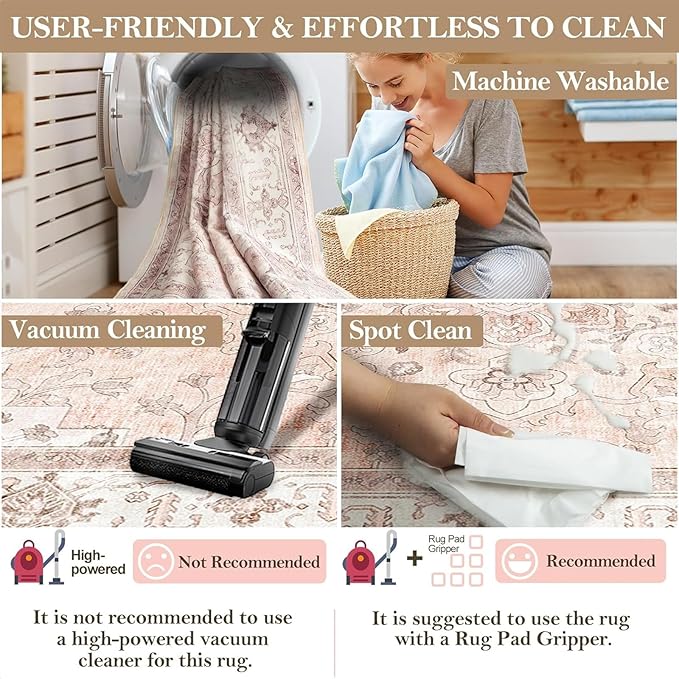 CAPALOCA Machine Washable Rugs Nursery Rug 4ft Cute Girl Non Slip Low Pile - Image 4