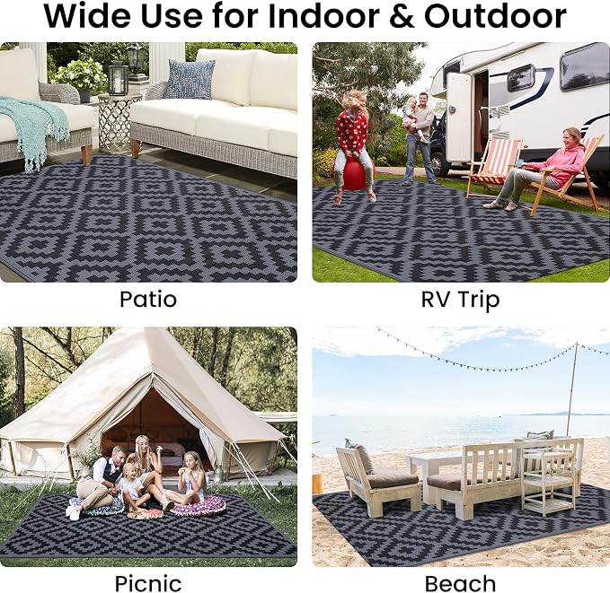 Smiry Waterproof Outdoor Rug 4x6 ft, Reversible Plastic Straw Patio Camping Rugs - Image 7
