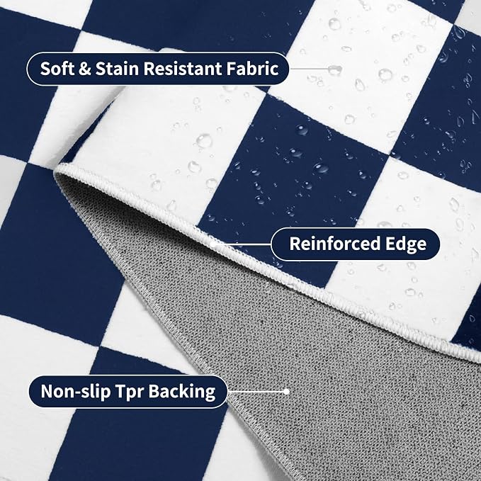 Terrug Navy and White Checkered Rug - Image 6