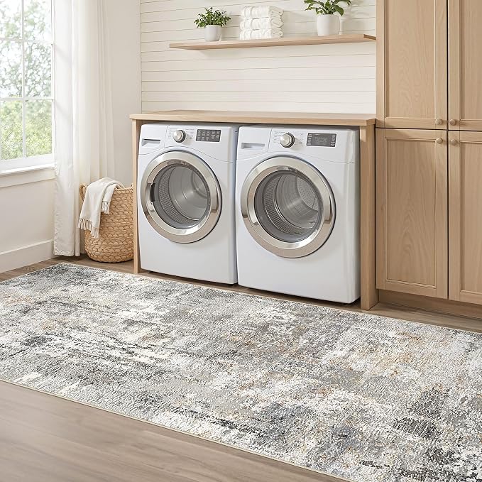 Runner Rug Kitchen Washable Rugs: 3x10 Non-Slip Abstract Soft Modern Stain - Image 7