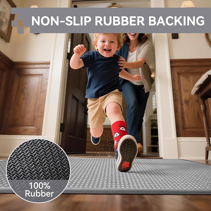 Front Door Mat 31''x47'', Absorbent Dirt Resist Washable Non Slip Low-Profile - Image 7