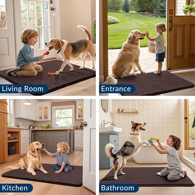 Smiry Dog Door Mat for Muddy Paws 59x32, Absorbent Dirt Trapper, Non-Slip - Image 7