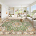 Area Rug 9x12 Washable Rug, Vintage Boho Medallion Rugs Non-Slip Soft Low Pile by VECARF