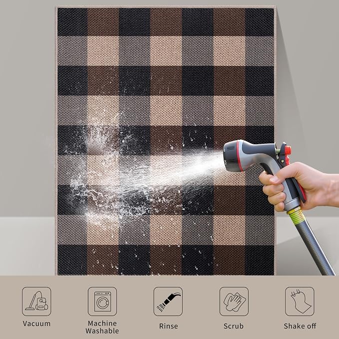 Tangsoo Checkered Easy Jute Rug 5x7 Large Washable Area Rug - Image 4