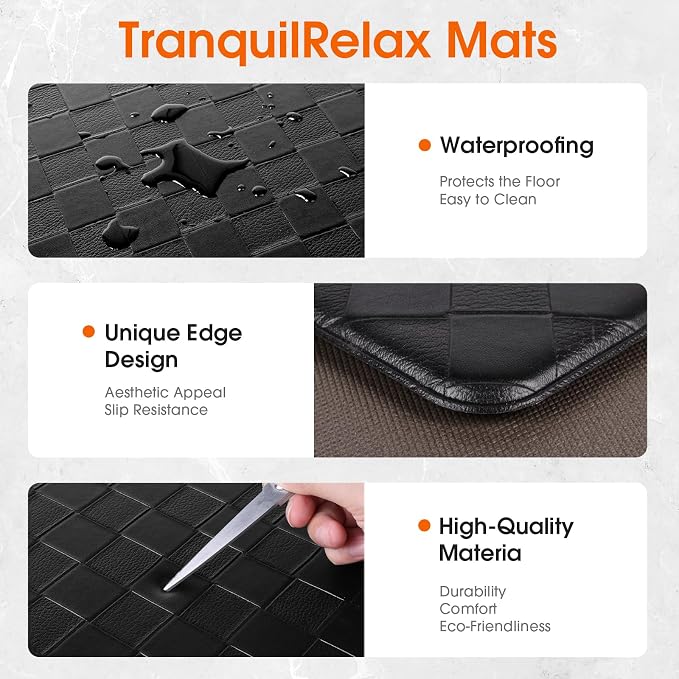 TranquilRelax 2-Piece Anti-Fatigue Kitchen Mats, Cushioned Non-Slip Waterproof - Image 4