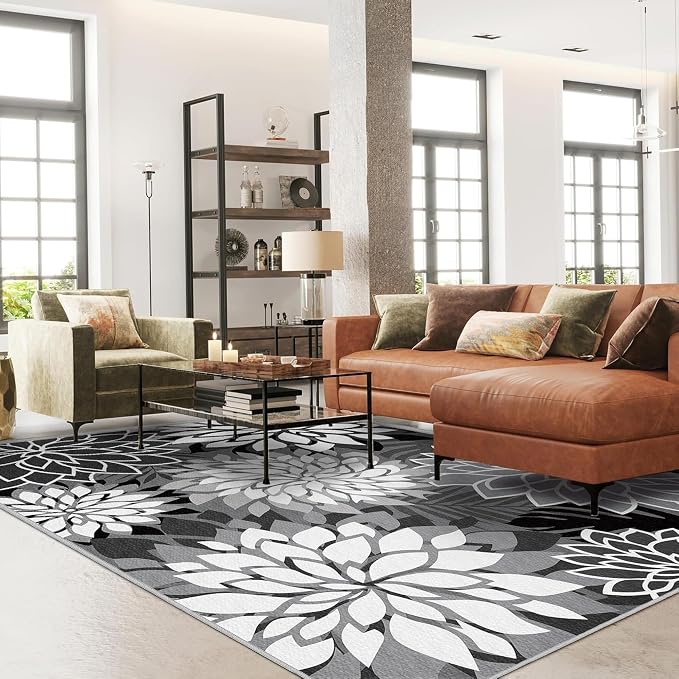 4x6 Outdoor Area Rug Washable Multicolored Patio Rug Tropical Botanical Floral - Image 2