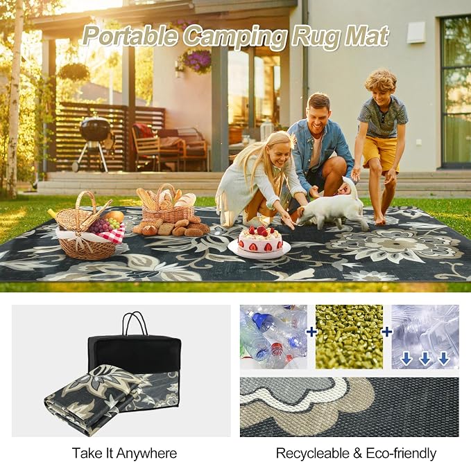 Lahome Floral Indoor Outdoor Rugs, 6x9ft Non Slip Outdoor Patio Rug - Image 3
