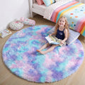 Amdrebio Purple Rainbow Round Rug 5Ft by Amdrebio