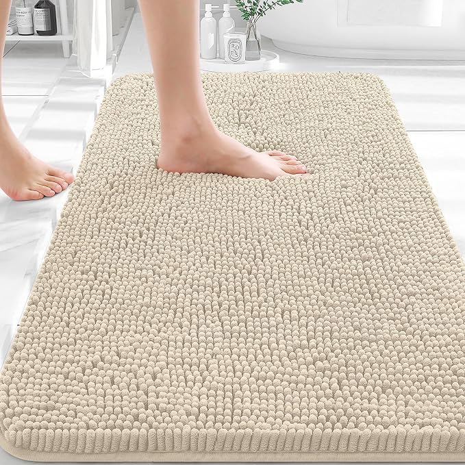 OLANLY Bathroom Rugs 32x20, Extra Soft Absorbent Chenille Bath Rugs, Rubber by OLANLY