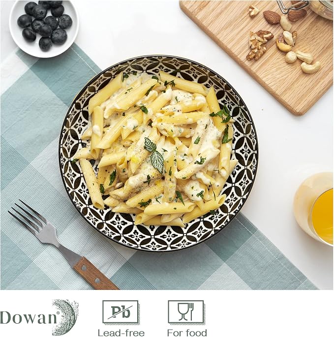 DOWAN 8.5" Vibrant Pasta, Salad & Soup Serving Bowls Set of 4, Embossed Large - Image 5