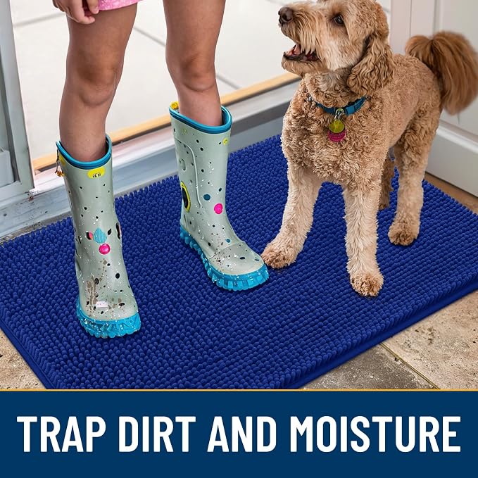 Smiry Dog Door Mat for Muddy Paws 30x20, Absorbent Dirt Trapper, Non-Slip - Image 3