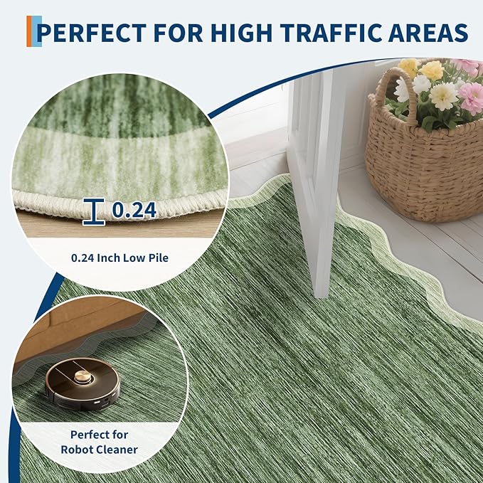 GarveeHome Scalloped Washable Rug 5x7 Area Rugs - Image 6