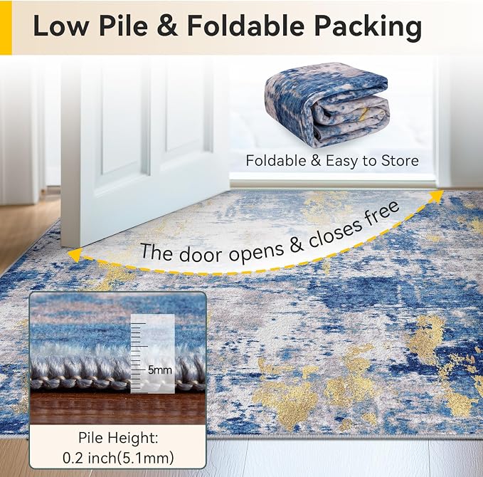 RELEANY Washable Area Rugs 8ft Non-Slip Modern Abstract Soft - Image 3