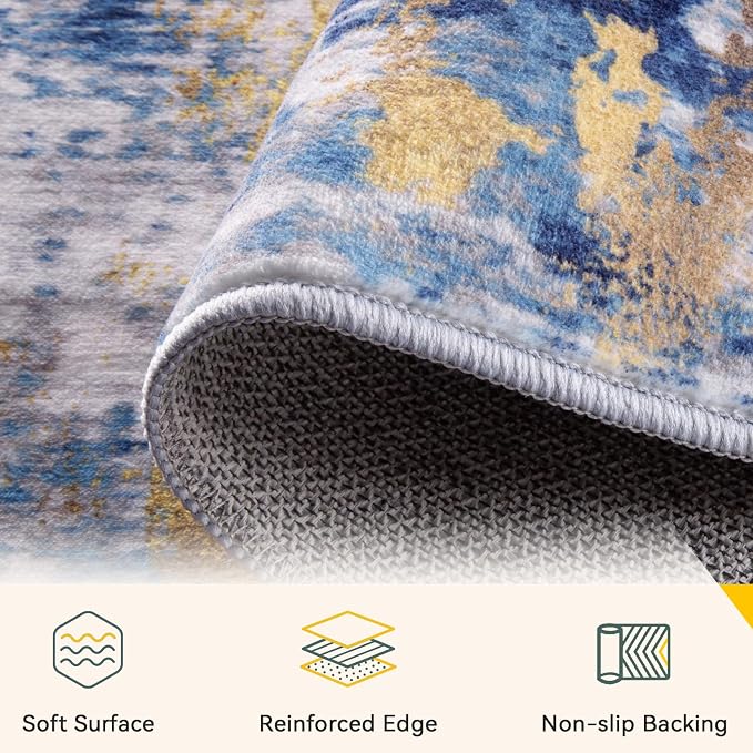 RELEANY Washable Area Rugs Square 6ft Non-Slip Modern Abstract Soft - Image 2