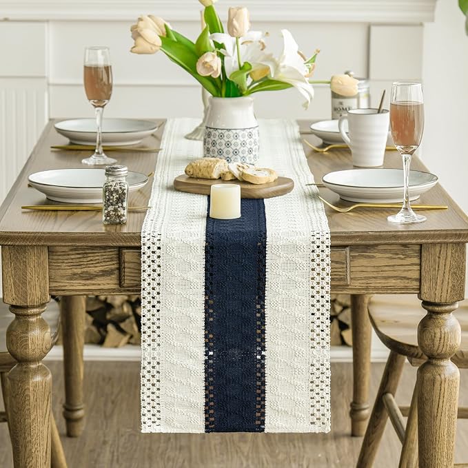 Artoid Mode Dark Blue Farmhouse Rustic Table Runner 12x120 Inch | Seasonal - Image 2