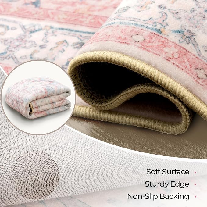 CAPALOCA Machine Washable Rugs Nursery Rug 8x10 Cute Girl Non Slip Low Pile - Image 4