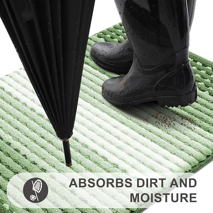 Kitinjoy Indoor Outdoor Door Mat, 30x17 Non-Slip Absorbent Dirt Trapper - Image 2