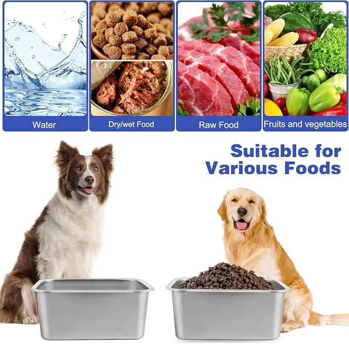 1.25 Gallon Dog Water Bowl, 2 Pack Stainless Steel Dog Bowls | 12.6 x 8.7 x 3.9 - Image 7