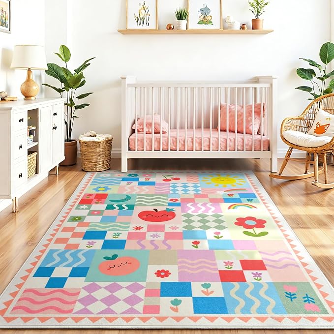 3x5 Washable Kid Bedroom Rug for Girls, Soft Non-Slip Toddler Playroom Carpet - Image 3