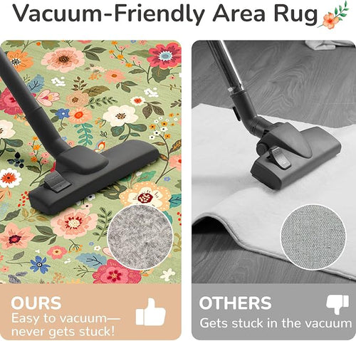 3x5 Area Rugs for Living Room Vacuum-Friendly Machine Washable Area Rug Flower - Image 2