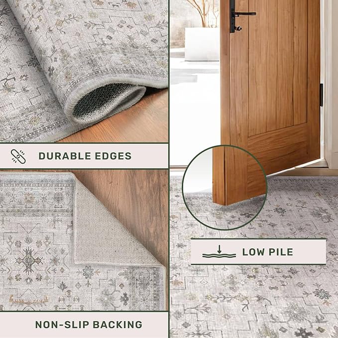 Light Grey 3x4 Large Boho Bathroom Rug - Image 5
