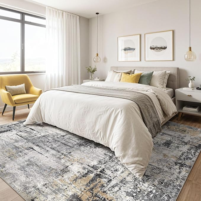 8x10 Area Rugs Living Room: Washable Large Abstract Soft Stain Resistant Indoor - Image 4