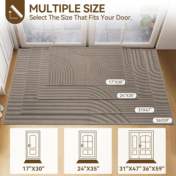 Front Door Mat 17''x30'', Absorbent Dirt Resist Washable Non Slip Low-Profile - Image 2
