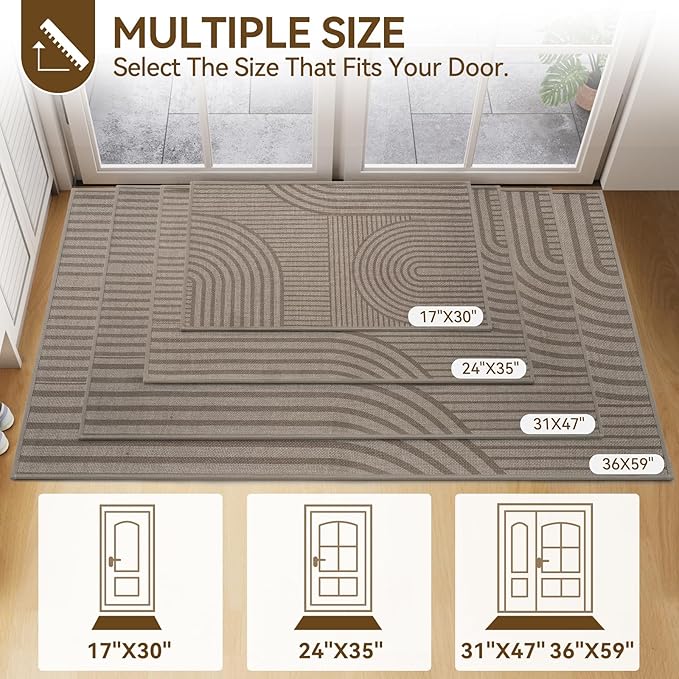 Front Door Mat 31''x47'', Absorbent Dirt Resist Washable Non Slip Low-Profile - Image 2