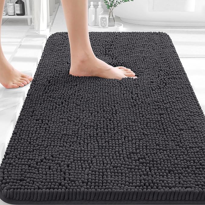 OLANLY Bathroom Rugs 35x24, Extra Soft Absorbent Chenille Bath Rugs, Rubber by OLANLY