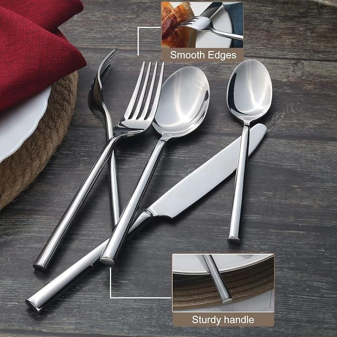 Alata Potter 45-Piece Forged Stainless Steel Flatware Set Cutlery Set, Service - Image 4
