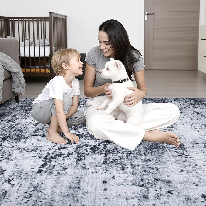 10x12 Area Rug Living Room Rug: Washable Modern Abstract Soft Thin Rug Indoor - Image 8