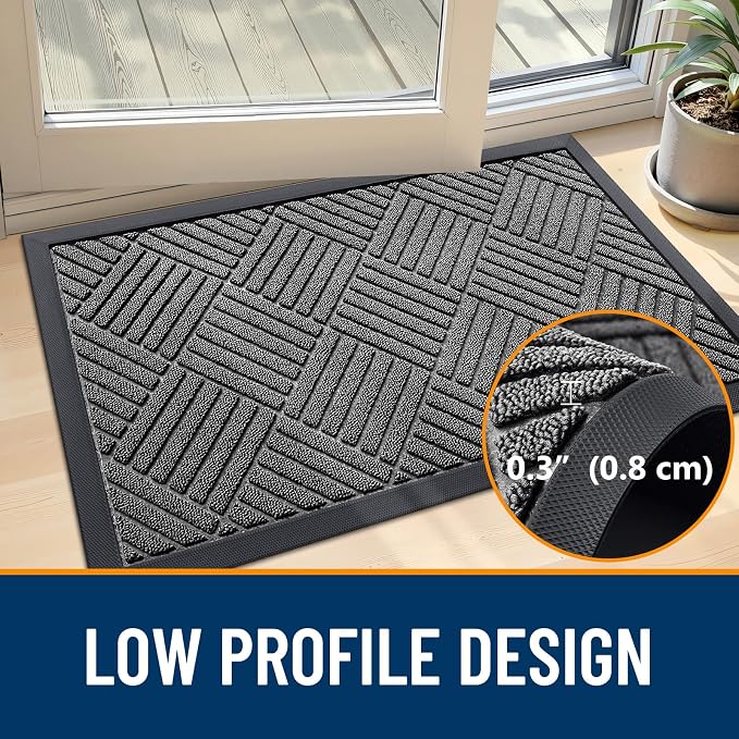 OLANLY Front Door Mat Outside Entrance 59x23, Heavy Duty Sturdy Natural Rubber - Image 4