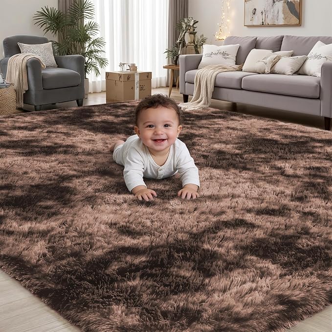 Area Rug for Living Room Bedroom: 9x12 Soft Fluffy Shag Upgrade Non-Slip High by PLHXFRSoftAreaRugs