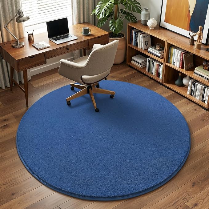 Amearea Blue Round Area Rugs 5ft Washable Circle Rugs - Image 7