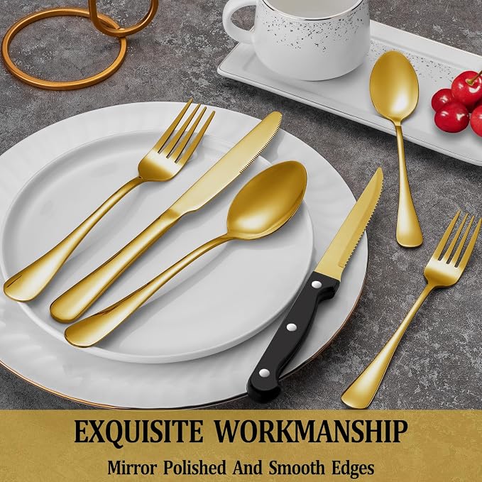 36 Pcs Gold Silverware Set - Image 4