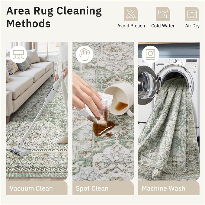 Soalmost 8x10 Area Rugs, Washable Rugs, Large Stain Resistant Area Rug - Image 6