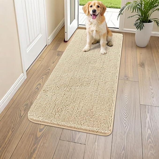 Smiry Dog Door Mat for Muddy Paws 44x24, Absorbent Dirt Trapper, Non-Slip by Smiry