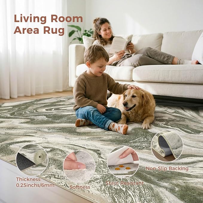 DMOYEST 5x7 Washable Area Rug for Living Room, Non Slip Abstract Rugs, Modern - Image 2
