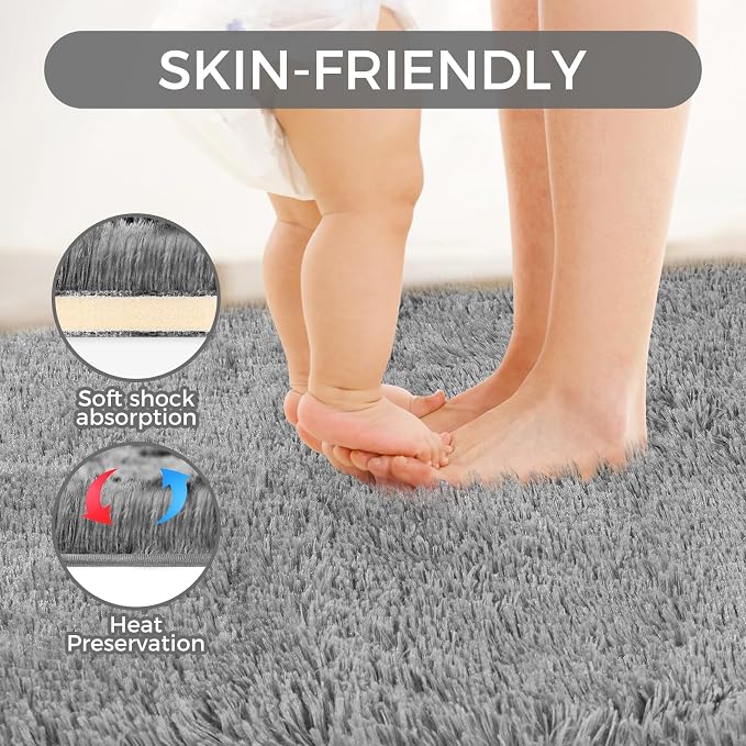 5X8 Ultra Soft Rug for Living Room, 5X8 Fluffy Shag Area Rug for Bedroom - Image 6