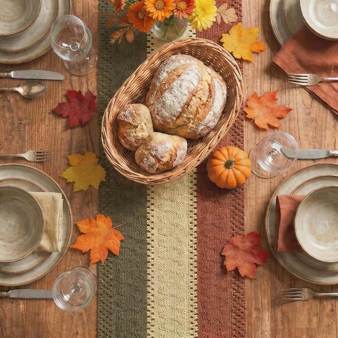 Artoid Mode Caramel Brown Coffee Farmhouse Rustic Table Runner 12x36 Inch | - Image 2