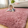 Amdrebio Blush Pink Area Rugs for Girls Bedroom, Furry Fluffy Cute Small Rug by Amdrebio