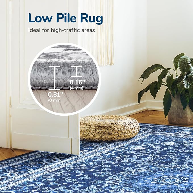 Lessymo 2 x 6 Runner Rug- Machine Washable Area Rugs Boho Faux Wool Low Pile - Image 5