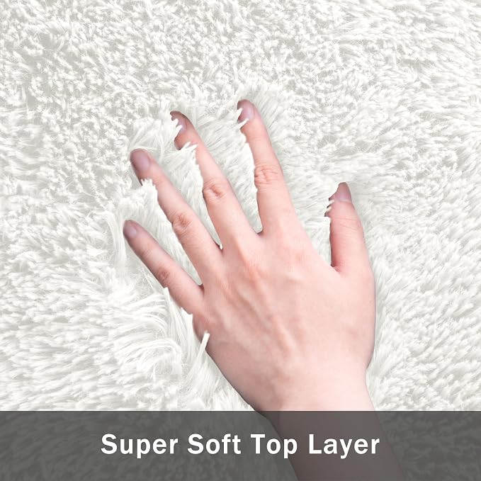 8x10 Area Rug for Living Room:Ultra Soft Fluffy Shag White Rugs, Large Fuzzy - Image 8