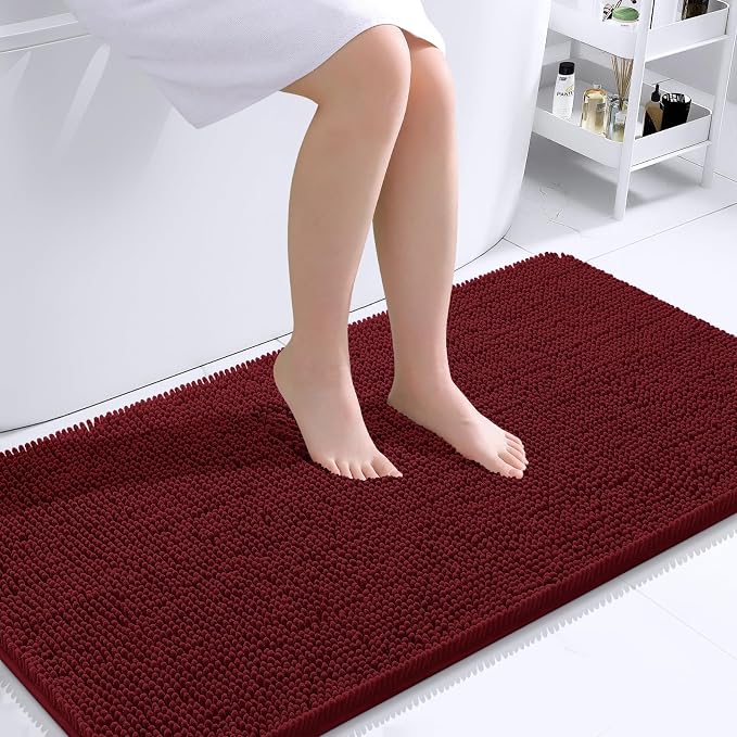 OLANLY Bathroom Runner Rugs 44x24, Soft Absorbent Chenille Bath Rugs, Rubber by OLANLY