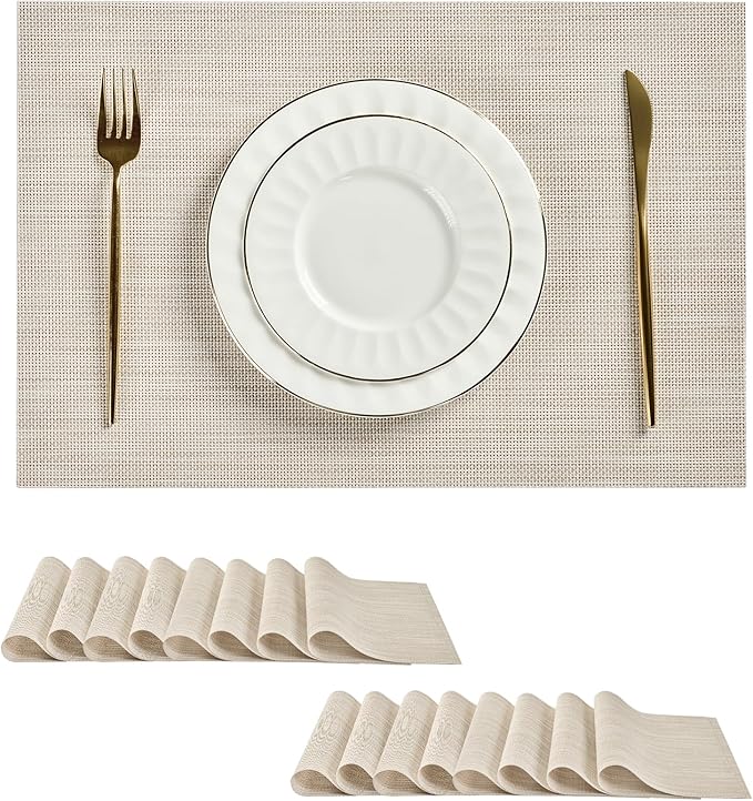 Leetaltree Beige White Placemats Set of 16 by Leetaltree-ArtatEveryTable
