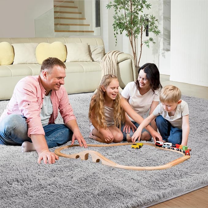 Ultra Soft Rug for Living Room, 5X8 Fluffy Shag Area Rug for Bedroom, Modern - Image 5